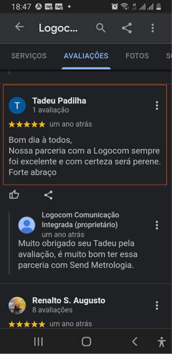 Depoimento de clientes